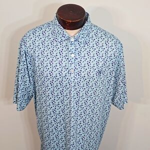 Footjoy Mens XL Blue Purple Floral Abstract Short Sleeve Golf Polo Shirt